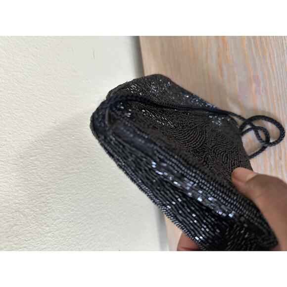 VTG Lord & Taylor Black Beaded Evening Bag Womens Small Purse Handbag Crossbody - Picture 3 of 12